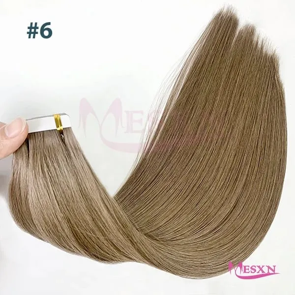 High Quality Straight Tape In Human Hair Extensions 100% Natural Hair Extension Brown Blonde Invisible 613 For Salon