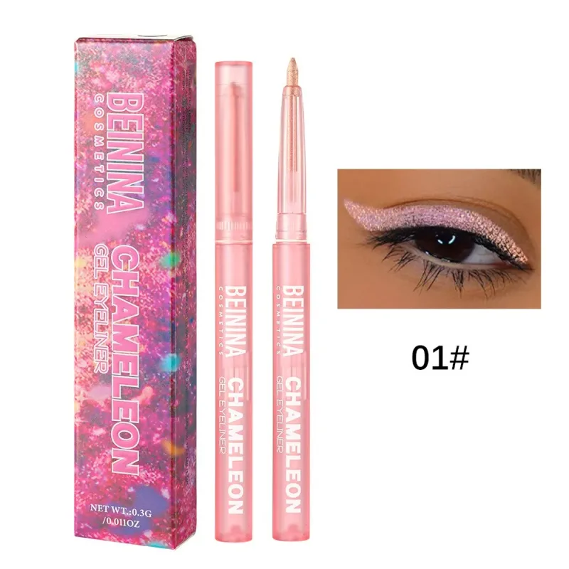 Shiny Chameleon Metallic Yellow Eyeliner Gel Pen Eyeshadow Multicolor Eye Liner Pearlescent Polarized Glitter Eye Pigment Makeup