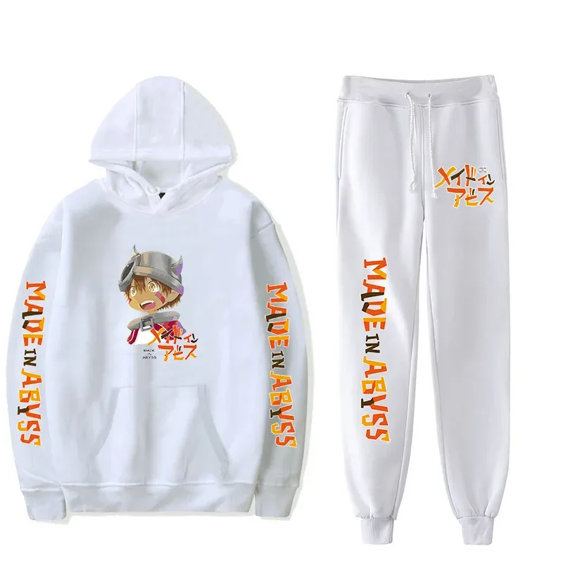 Harajuku Comfortable Made in abyss Print Sweatshirt Sweatpants Suit Men/Women Hoodies+ Trousers Suit Cute 2 Piece Set Clothes