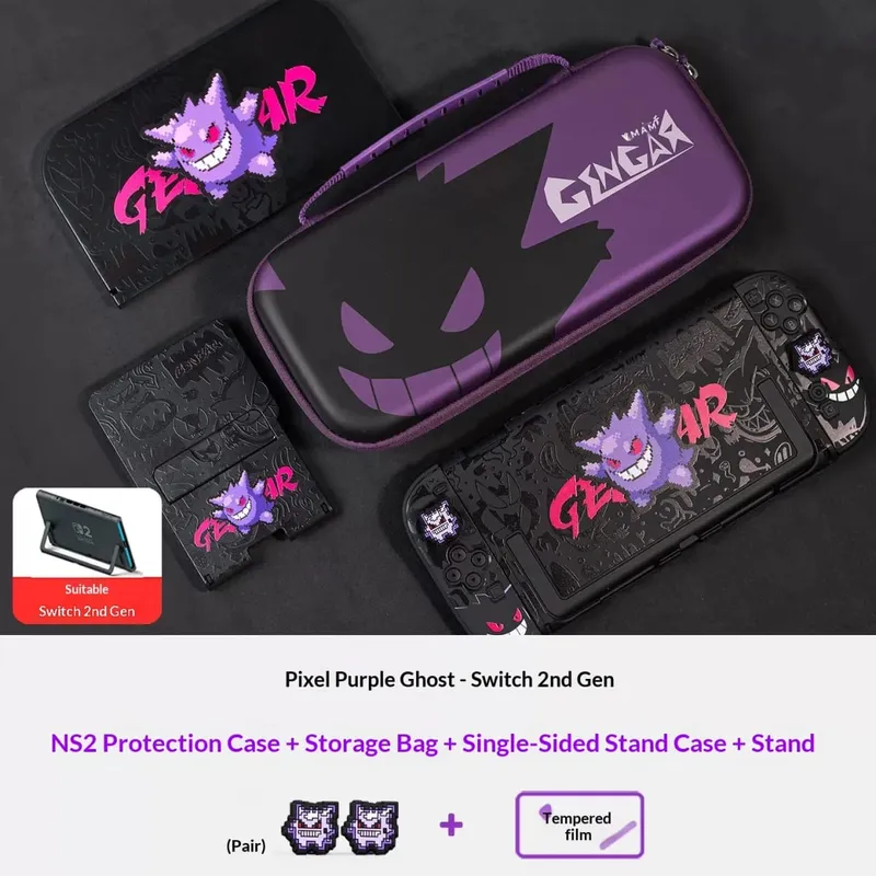 Anime Pokemon Gengar Holder Case For Nitendo Switch 2 Cartoon Removable Handle Holder Protective Cover Grip Cap Game Accessories — image 8