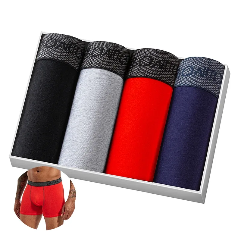 Boxer in cotone 4 pezzi per intimo uomo Mutandine da uomo di alta qualità Mutande da uomo classiche Pantaloncini Lettera Cintura Boxer