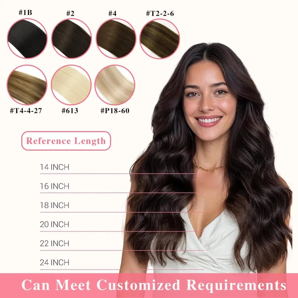 12A Tape In Hair Extensions Human Hair 100% Natutal Remy Hair Italy Tape for Strong Hold Seamless Skin Weft for Fine Hair