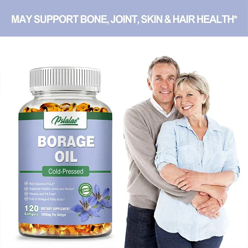 Borage Oil Capsules - Helps Maintain Skin Joint and Bone Health Relieves Cellular Stress and Provides Antioxidant Support