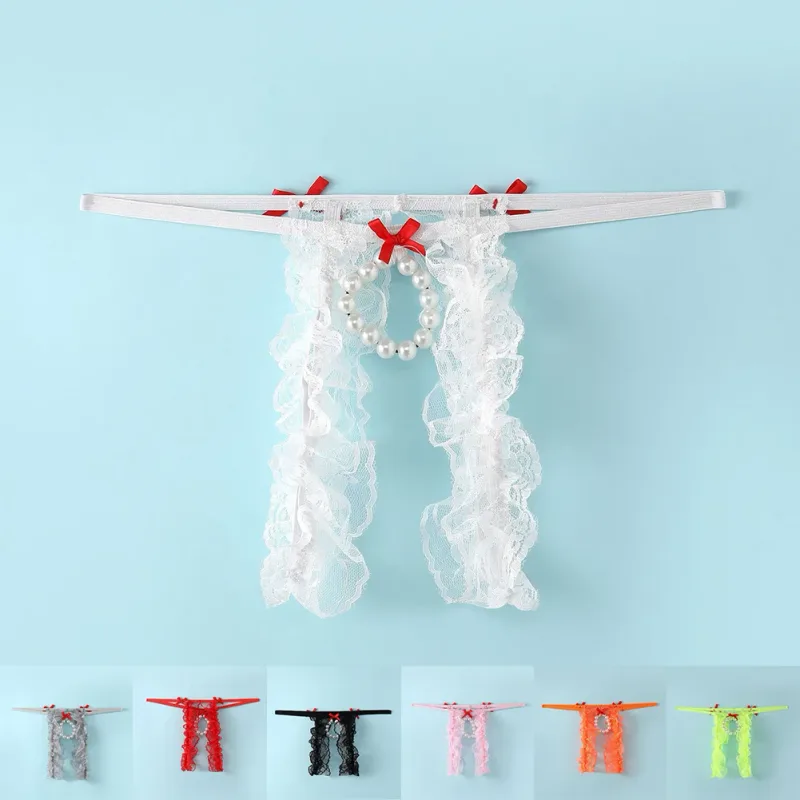 Männer Sexy Spitze Offenem Schritt Niedrige Taille Unterwäsche Loch Beutel Tangas G-strings Slips Gesäß Hohl Tanga Freigelegten schwanz