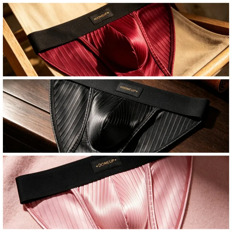 Herren-Unterwäsche, glänzend, gestreift, Dreieck-Slip, vorderer Ausbuchtungsbeutel, sexy Low-Rise, schmale Passform, tägliche Herren-Unterhose DP915 — image 23