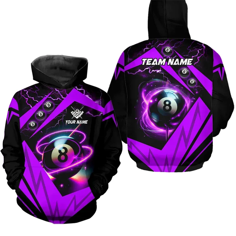Personalized Billiard Pattern Hoodie For Men Sports Custom Name Pullover Sweatshirts Tops Hot Sale Plus Size Long Sleeve Hoodies