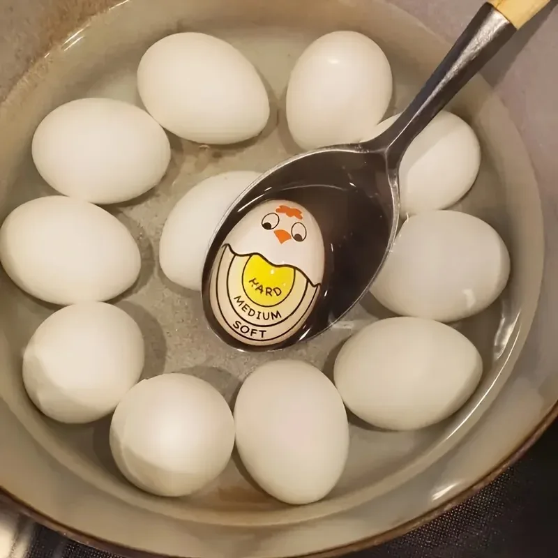 1 Color Changing Timer Hard/Medium Soft/Soft Doneness Indication with Cute Cartoon Face Kitchen Tools Suitable Boiling Eggs — image 1