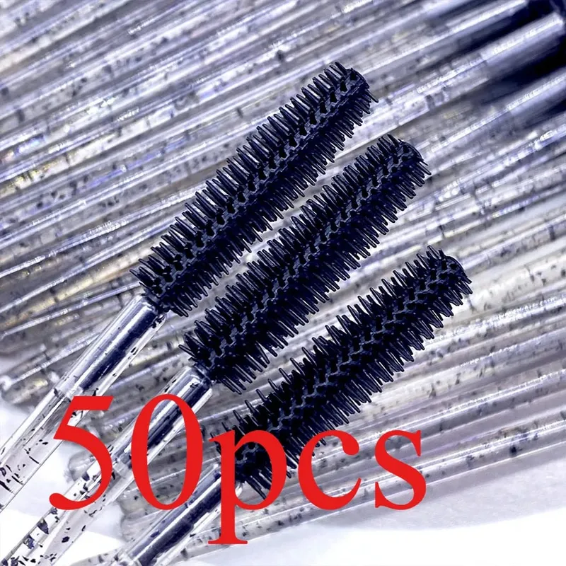 50/100 Pcs Silicone Crystal Mascara Wands Disposable Diamond Eyelash Brushes Comb Beauty Makeup Brush Tools for Women