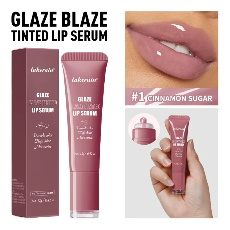 Tinted Lip Serum Glaze Moisturizing High Shine Durable Color Hydrating Lip Care Dewy Peachy Non-Sticky Lip Treatment Soft Makeup — image 8