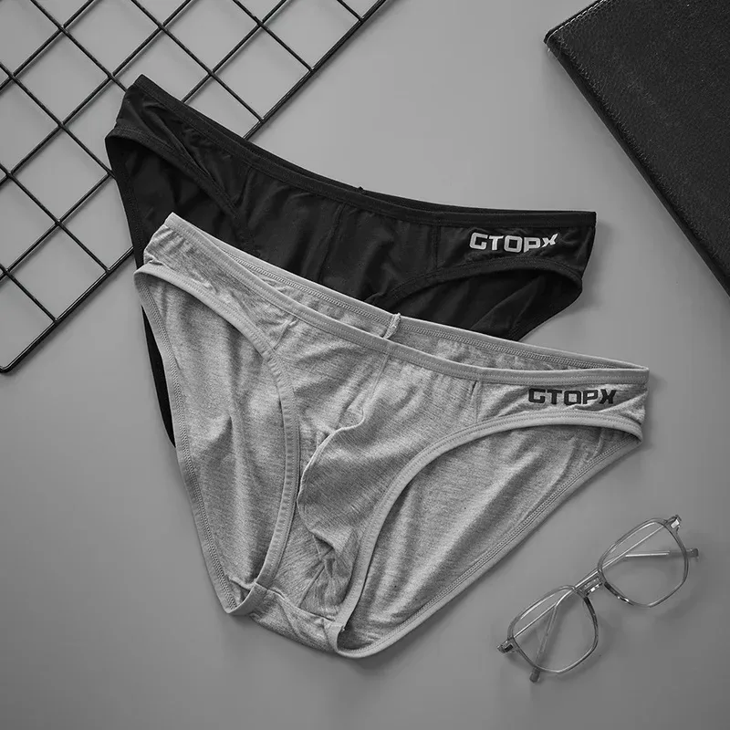 3Pack Mens Underpants Low Waist Briefs U Convex Bag Moisture-wicking Comfortable Sexy Mens Bikini — image 1