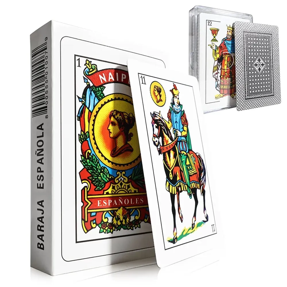 50PCS Spanish Playing Cards with Plastic Case Traditional Card Game Deck Classic Playing Cards for Brisca Tute Escoba