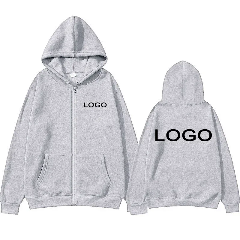 Tùy Chỉnh In Hình Dây Kéo Áo Khoác Nam Thời Trang Tay Dài Dây Kéo Lên Áo Nỉ Nữ Cá Tính Hoody Chui Đầu Sudadera