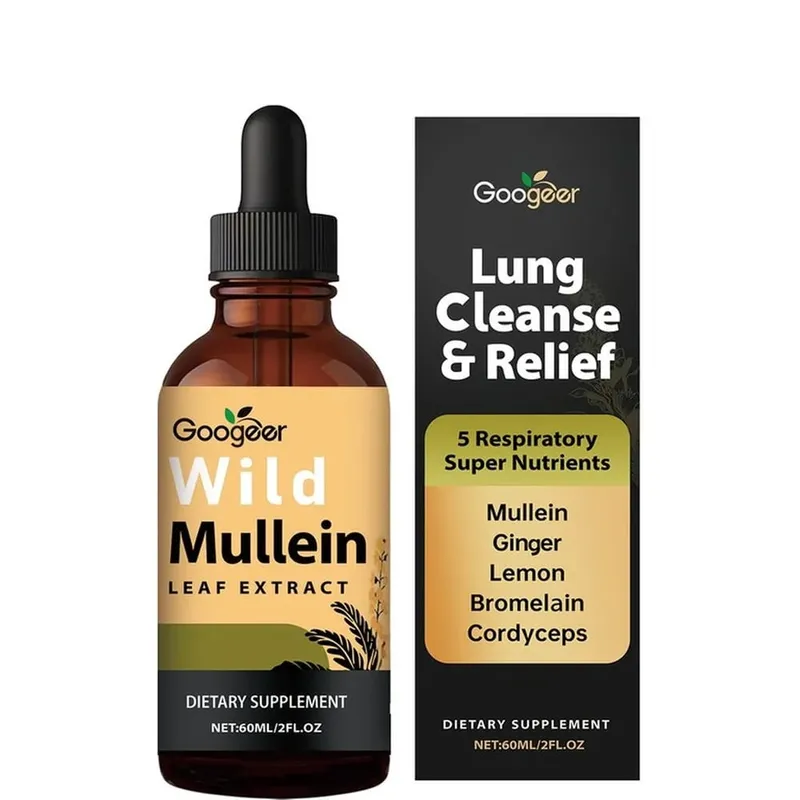 Googeer Yabani Sığırkuyruğu Yaprağı Ekstresi Sıvı Solunum Desteği Zencefil Limon Kabuğu Ekstresi Bromelain ve Cordyceps Ekstresi 60 ML