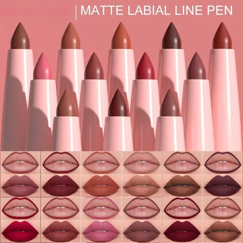 6pcs Lip Liner Pen Set Long-Lasting Waterproof Sweatproof Easy Coloring Non-fading Color Rendering Lip Gloss Set Beauty Makeup