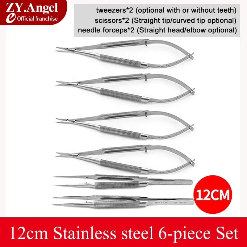 Ophthalmic Microsurgery Instruments Scissors Needle Holders Tweezers Stainless Steel 4/6/8 Piece Set Of Ophthalmic Surgical Tool