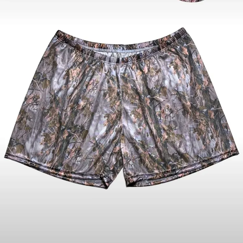 1 peça masculina leve respirável brilho metálico casual loungewear para casa – shorts de dormir de cetim com estampa camuflada