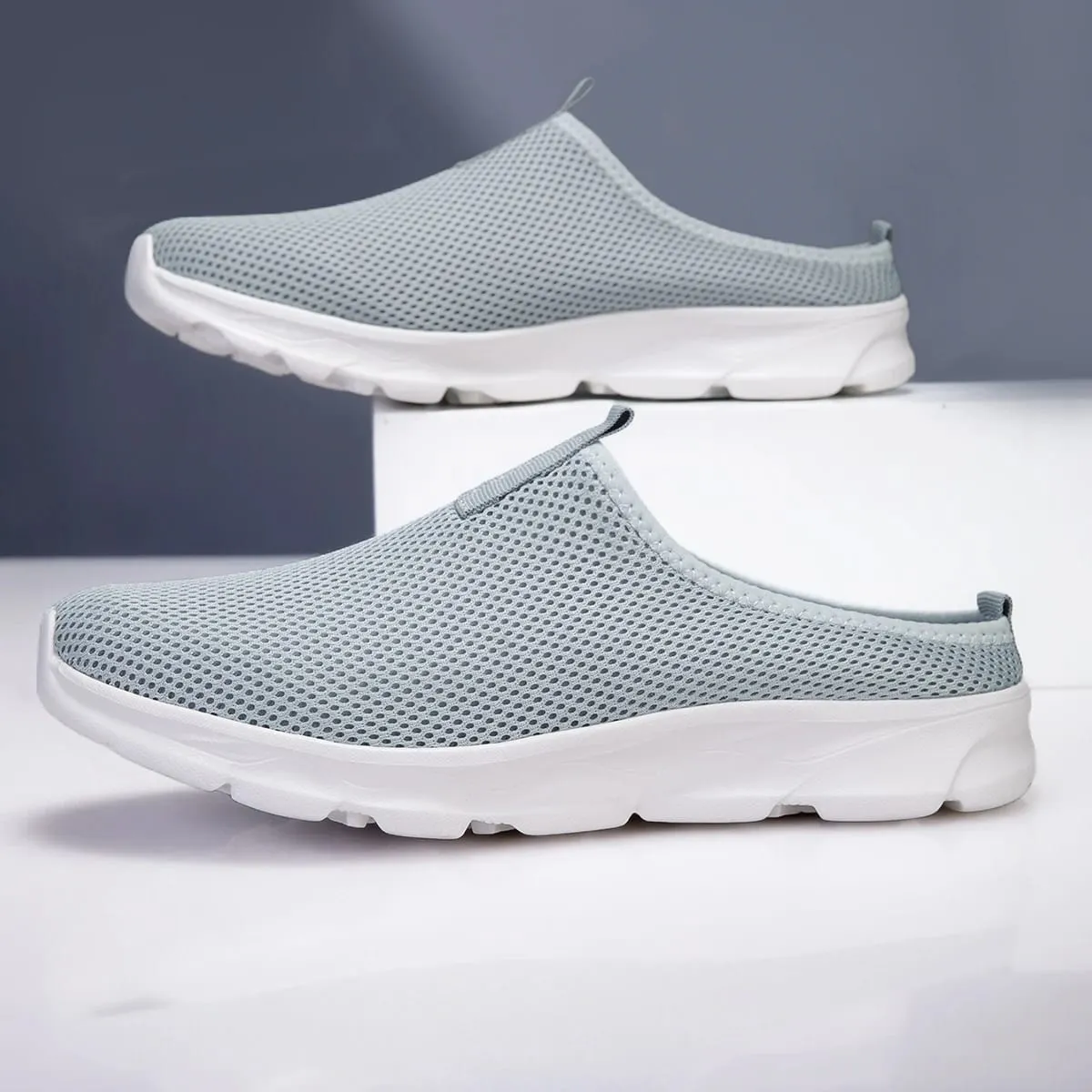 Demi-pantoufles pour hommes, chaussures de marche respirantes et décontractées en maille, légères et confortables, à la mode, pour l'extérieur — image 9