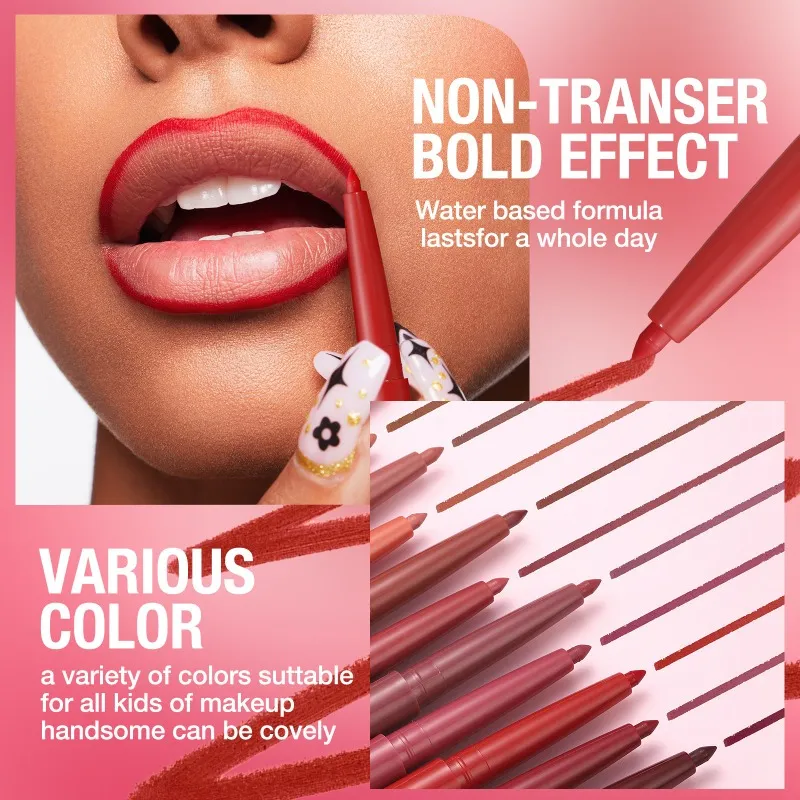 12-color Matte Lip Liner Waterproof Plumping Stain Lipstick Natural Nude Pink Lip Liner Professional Outline Lips Contour Makeup