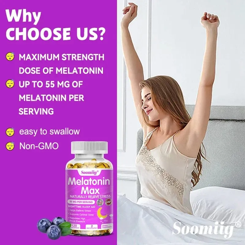 Melatonin - Dietary Supplement To Improve Nighttime Sleep Quality and Improve Insomnia Reduce Waking Time Boost Immunity