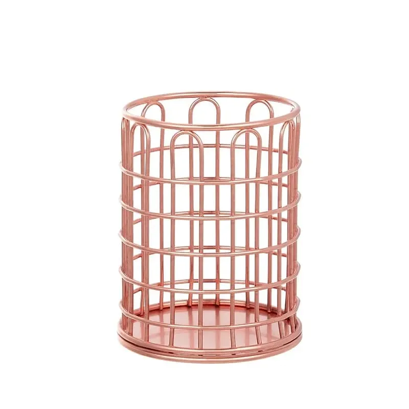 Cosmetics Makeup Brushes Storage Box Cylindrical Case Storage Lipstick Brush Pen Holder Organizer Wrought Iron Pen Storage