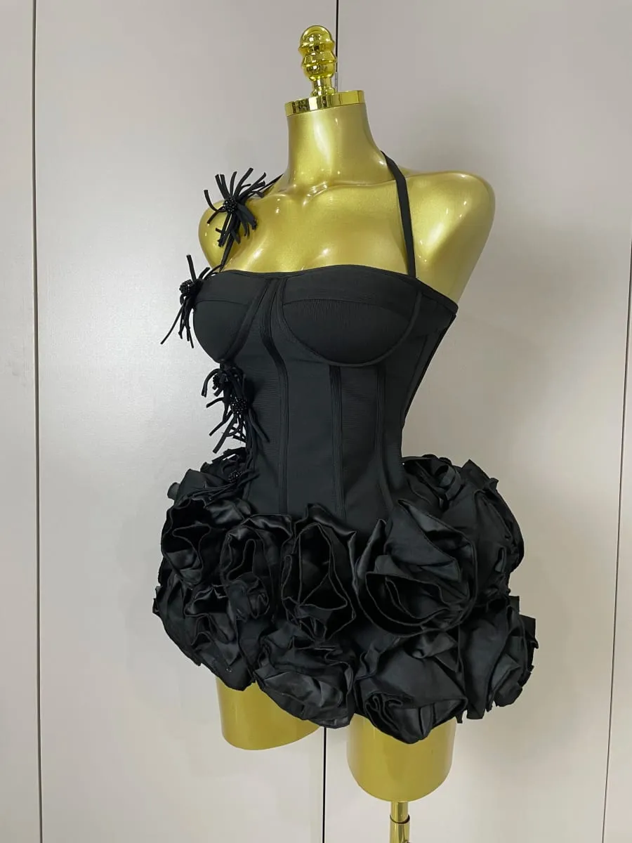Women Sexy Halter Prom Gown Celebrity Club Two Piece Set Cocktail Elegant Fashion Luxury Birthday Party Red Black Bandage Outfit