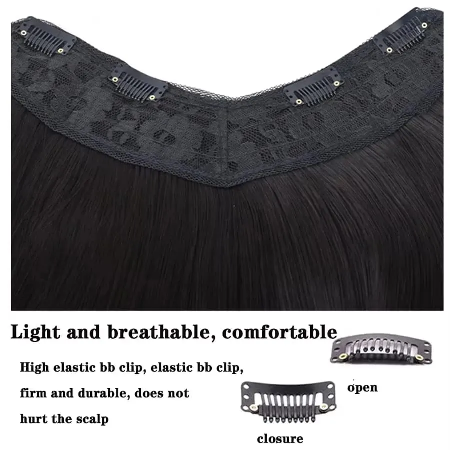 Synthetic Wig Women's Traceless Invisible U-shaped Long Straight Hair Natural Extension Wig for Daily Party Halloween Christmas — image 5
