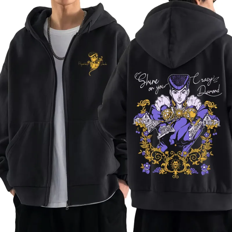 Anime Jojo Bizarre Adventure Zipper Hoodies Higashikata Josuke Manga Zip Up Sweatshirts Men Women Fashion Casual Pullovers Coats — image 1