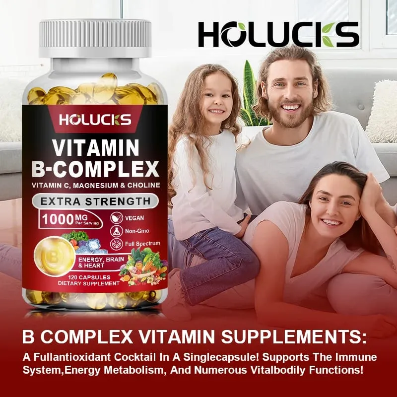 Yimiduk Premium Vitamin B Complex Capsules with Biotin & Folate Support Promotes Healthy Hair Skin & Hormone Balance Non-GMO