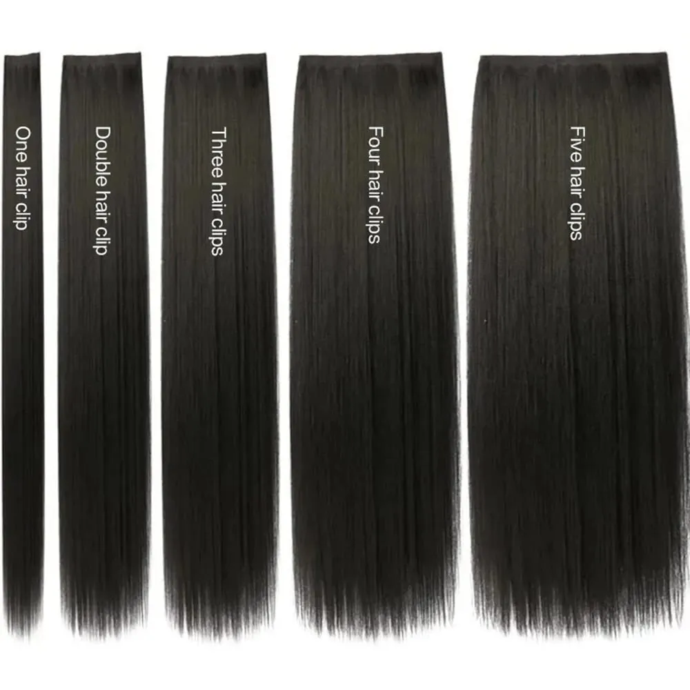 Synthetic black women's vertical hair extensions hair extensions five different lengths of headwear for women's wigs — image 4
