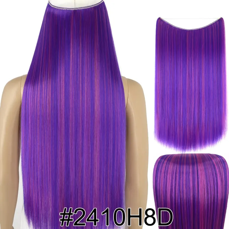 Synthetic Heat Resistant Hair Silky Straight Elasticity Invisible Wire Hair Extensions 8006