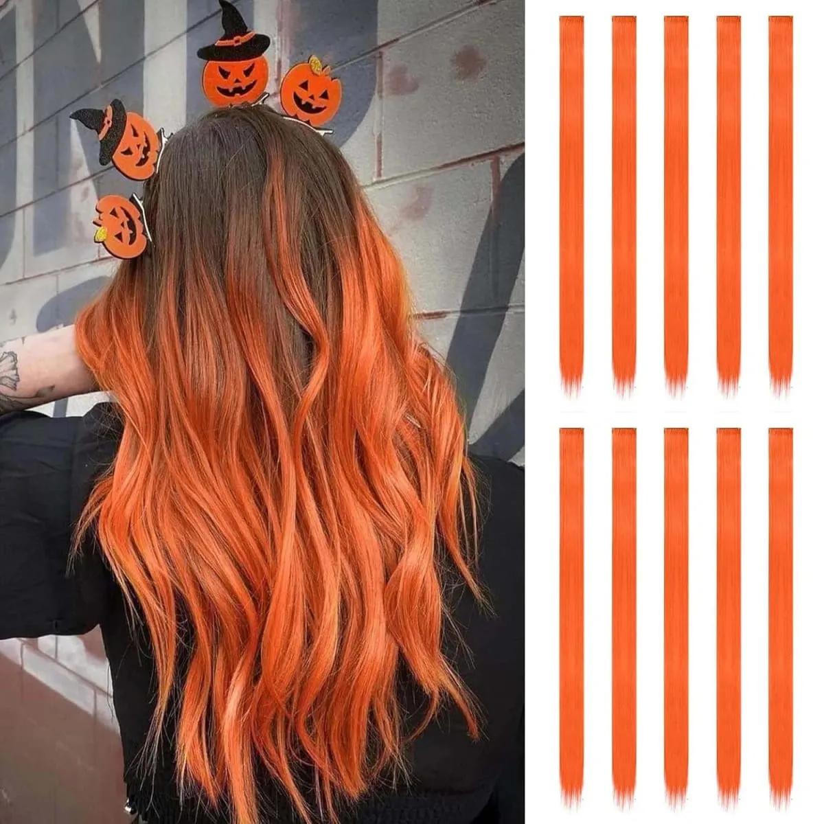 Clip sintetica da 10 pezzi nelle estensioni dei capelli per donne ragazze bambini estensioni colorate per feste con highlight capelli lisci multicolori