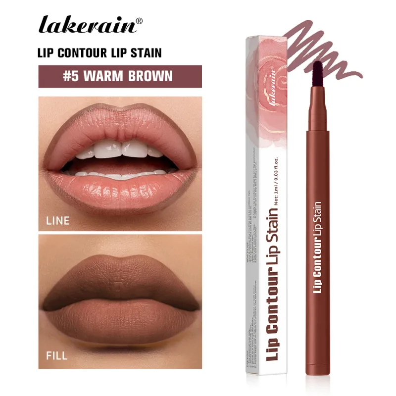2-in-1 Lip Contour Lip Stain Pen Smudge-proof Non-stick Cup Moisturizing Lip Makeup Cosmetic Dual-Sided Tip Lip Stain & Liner — image 10