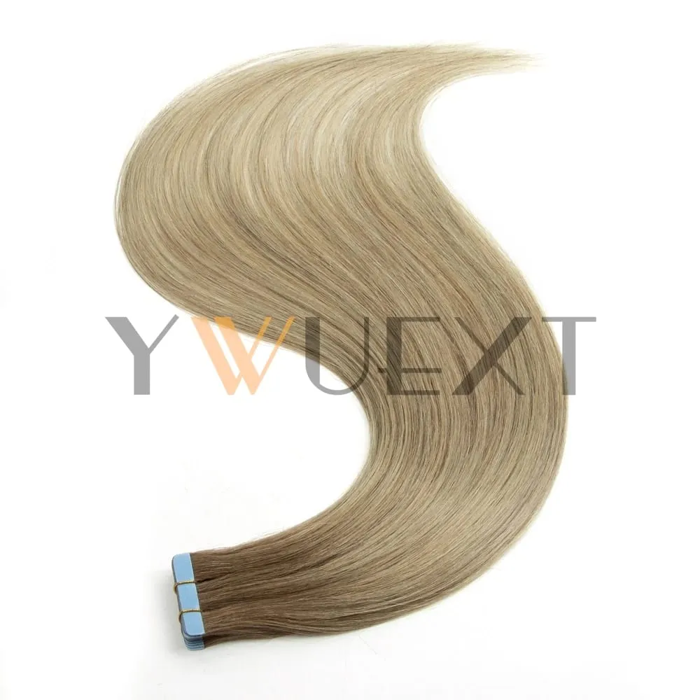 Real Human Hair Tape in Extensions 16'' 20'' Natural Straight High Light Seamless Tape Hair 20pcs On Double Sided Tape 30g/pack