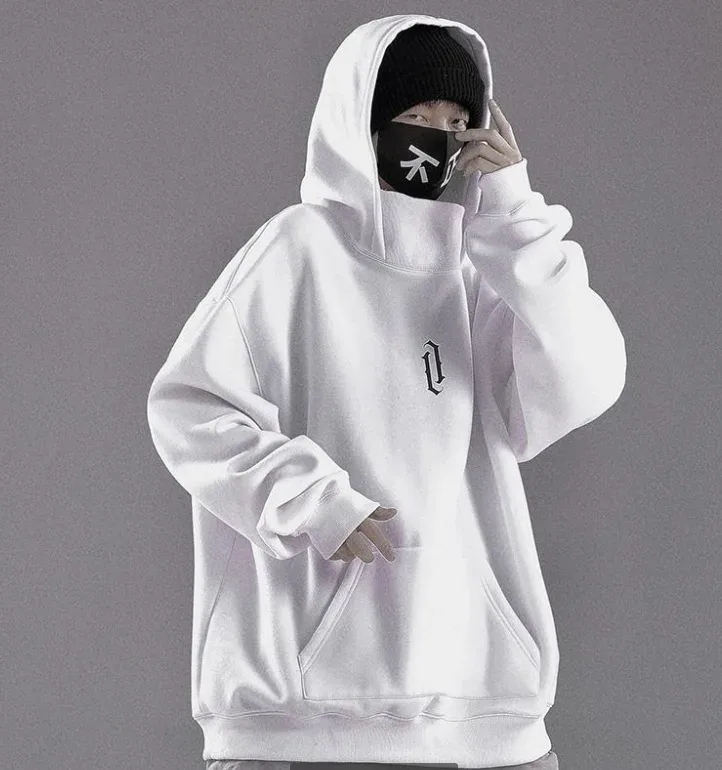 Thêu Cao Cổ Áo Quá Khổ Y2K Nam Nữ Hoody Nhật Bản Ninja Áo Khoác Mùa Thu Hip Hop Trang Bỏ Túi Dạo Phố