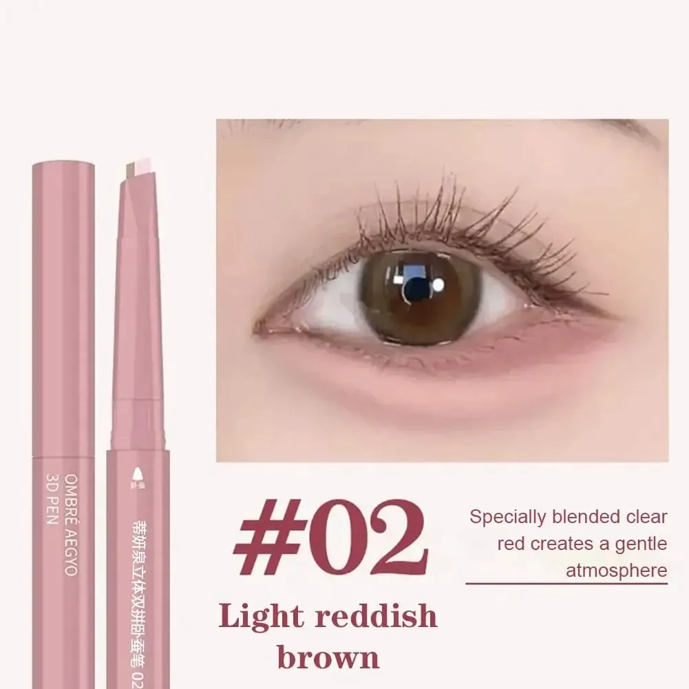 2 In 1 Double Ended Lying Silkworm Pen Two-tone Natural Under Eye Highlighter & Shadow Stick For Korean Makeup