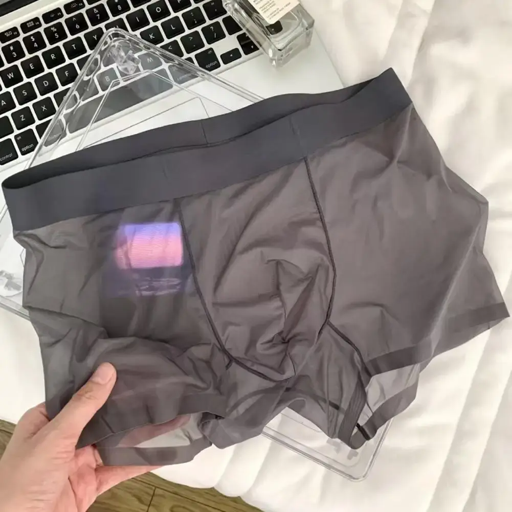 Mannen Boxer Transparant Lichtgewicht Mannen Ondergoed Elastische Mid-Taille U-Convexe Dunne Perspectief Shorts Slips Naadloze Slipje