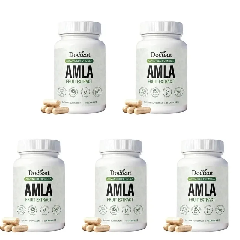 Docteat Amla gyümölcskivonat kapszula az immunrendszer támogatásáért és a bőr egészségéért C-vitamin B3-vitaminnal CoQ10 és PQQ 60 kapszula