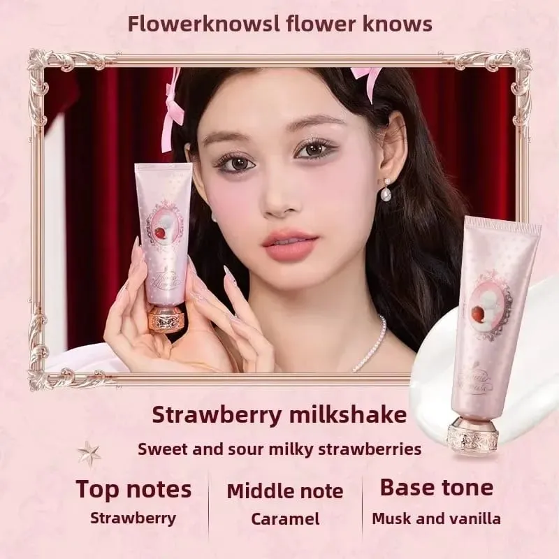 Flowerknows Strawberry Cupid Scented Hand Cream Moisturising Nourishing Skin Care Lotions for Women Whitening Cream Make Up