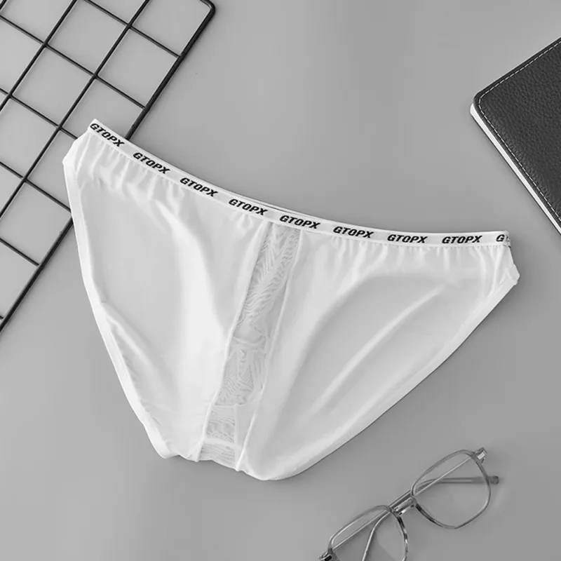 U convexo bolsa cintura baixa cuecas masculinas de malha transparente tecido respirável fino adequado para todas as estações