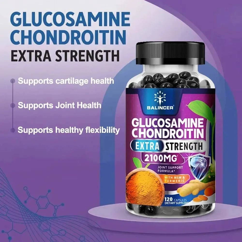 Glucosamine Chondroitin Turmeric & MSM - Joint Health Supplement Antioxidant Helps Relieve Back Knees and Hand Pain