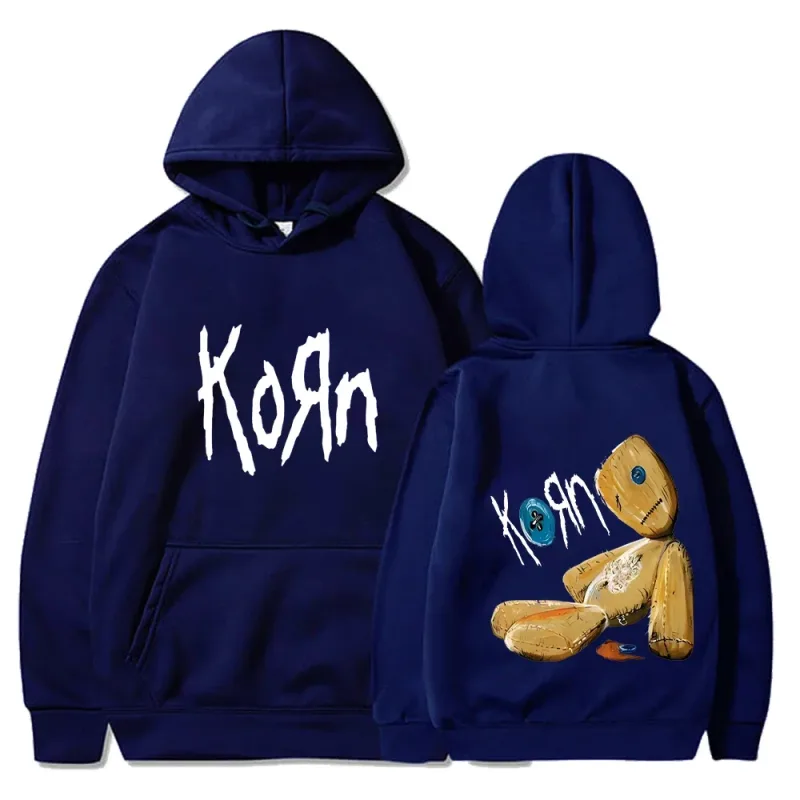 Korn Rock Band Hoodies Pullover Musim Bunga Musim Gugur Pullover Lelaki Fesyen Bercetak Sweatshirt Bertudung Kasual Longgar Pakaian Jalanan Harian Atasan Sweater