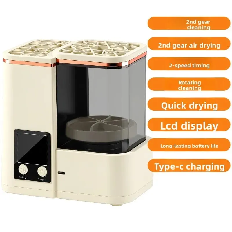 Portable Makeup Brush Cleaning Machine Automatic Washer Dryer 2 Wash Modes 2 Air Dry Modes for Beauty Brushes Home Travel Use