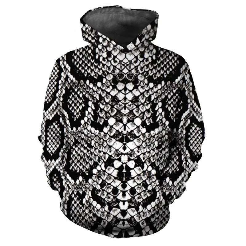 Personalized Snakeskin Pattern Hoodies Fashion Trend Long Sleeve 3D Animals Skin Printed Mens Hoodie Loose Streetwear Cool Tops
