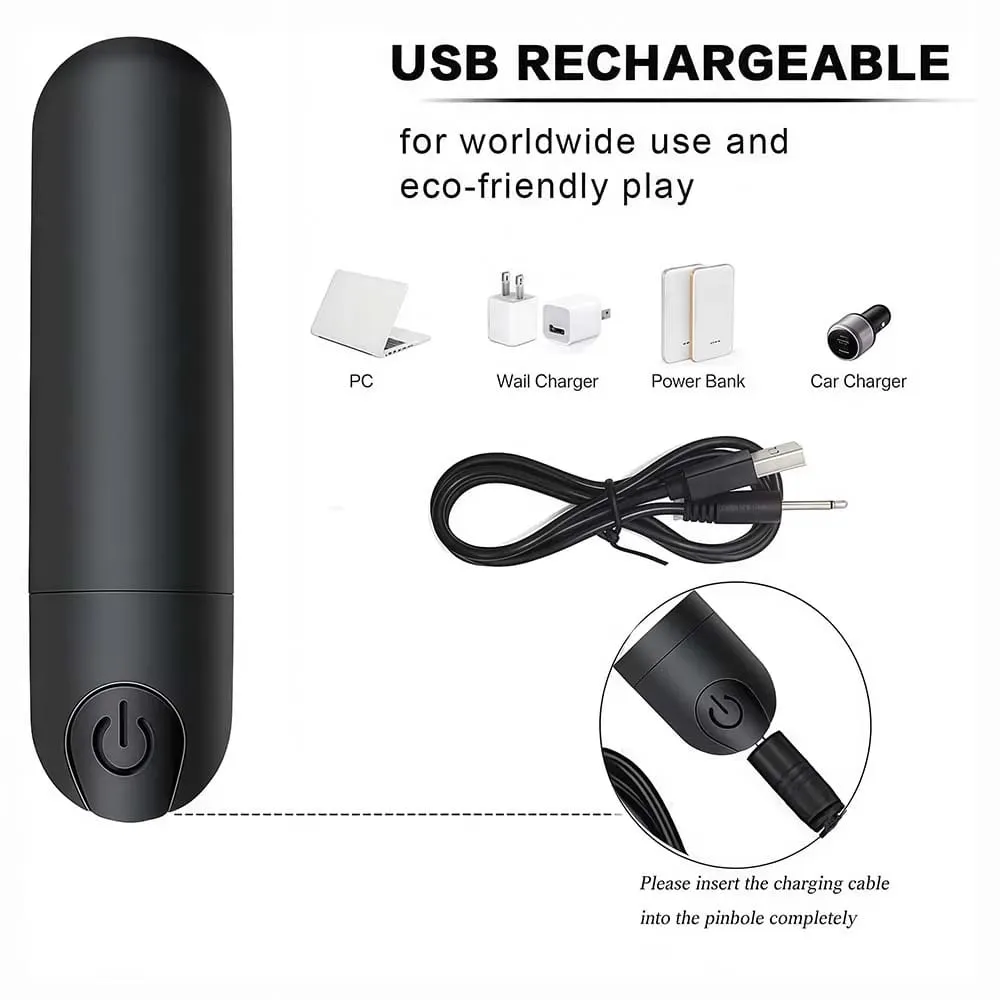USB Charge 10-Speed Mini Bullet Vibrator Rechargeable Wireless Vibrating Anal Plug Clitoral Stimulator Adult Sex Toys for Women