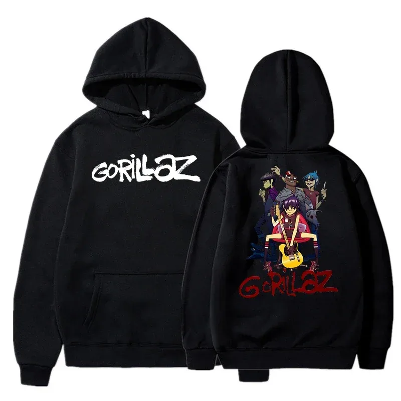 The Autumn and Winter Pullovers Long Sleeve Loose Soft Sweatshirt Streetwear Coat Gorillaz Printing Women and Men Hoode