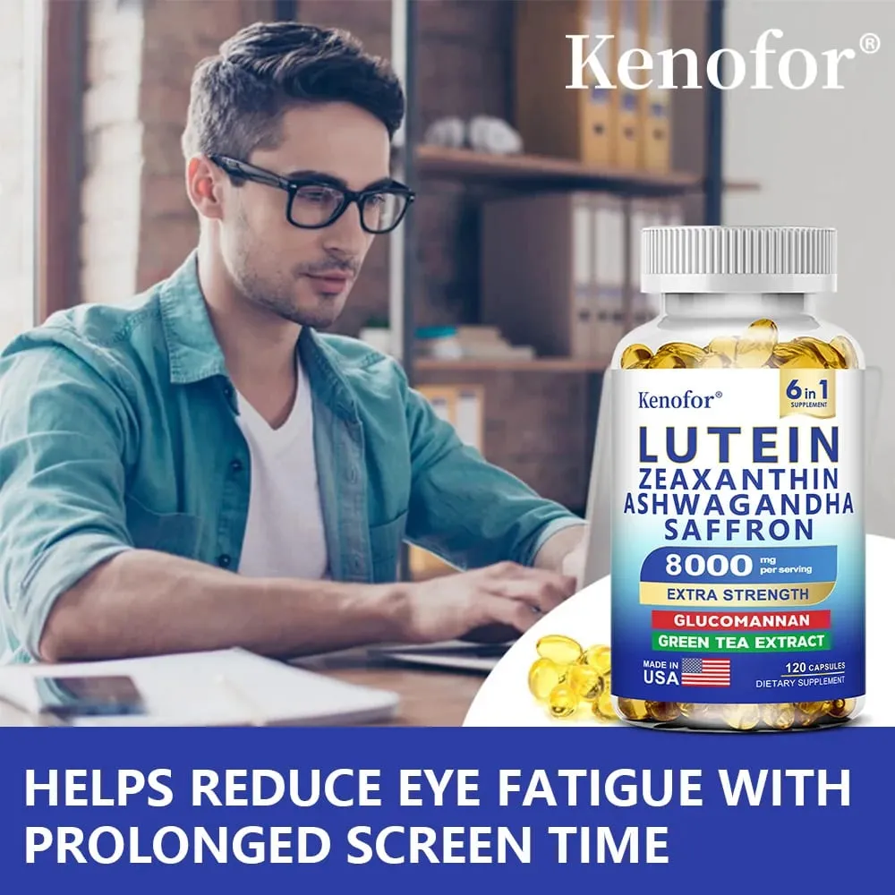 Lutein and Zeaxanthin Supplements 8000mg Per Serving | Essential Eye Vitamins & Vision Health Dietary Supplement NON-GMO