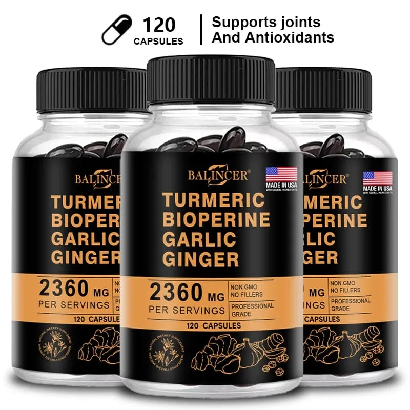 Turmeric and Black Pepper Ginger - Joint Support Supplement Containing Piperin and 95% Curcumin. Digestive and Immune Support