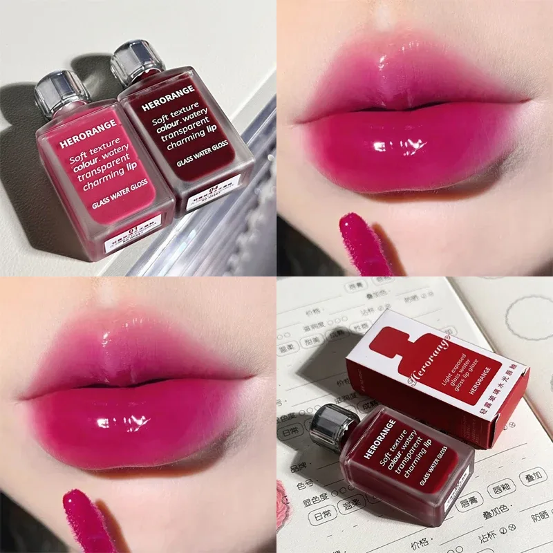 Water-Glow Mirror Lip Gloss Long Lasting Moisturizing Hydrating Lip Tint Makeup Skin-Brightening Lipstick Korean Women Cosmetic