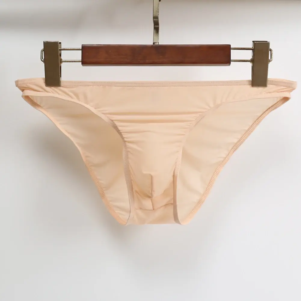 Sexy Men Bulge Pouch Briefs Underpants Panties Bikini Solid Color Transparent Briefs Underwear Pump Man Glossy Panties