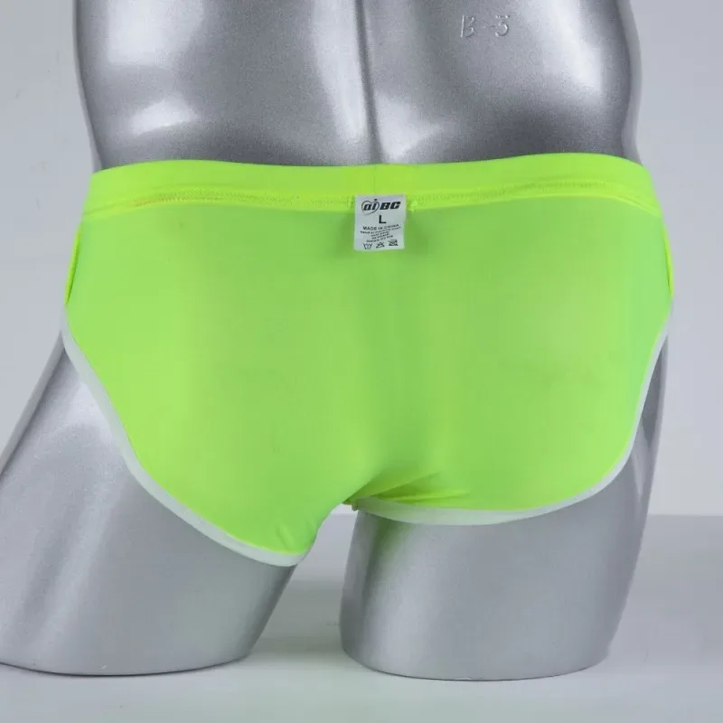 Men's Erotic Briefs Elephant Nose Open Sheath Bikini Gay Sexy Thin Ice Silk Penis Bulge Separate Elastic Quick Dry Sports Tangas